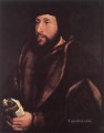 Retrato de un hombre con guantes y carta Renacimiento Hans Holbein el Joven